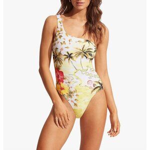 Seafolly Coast to Coast One Shoulder Swimsuit Yellow US Size 4 Aus Size 8 NWT